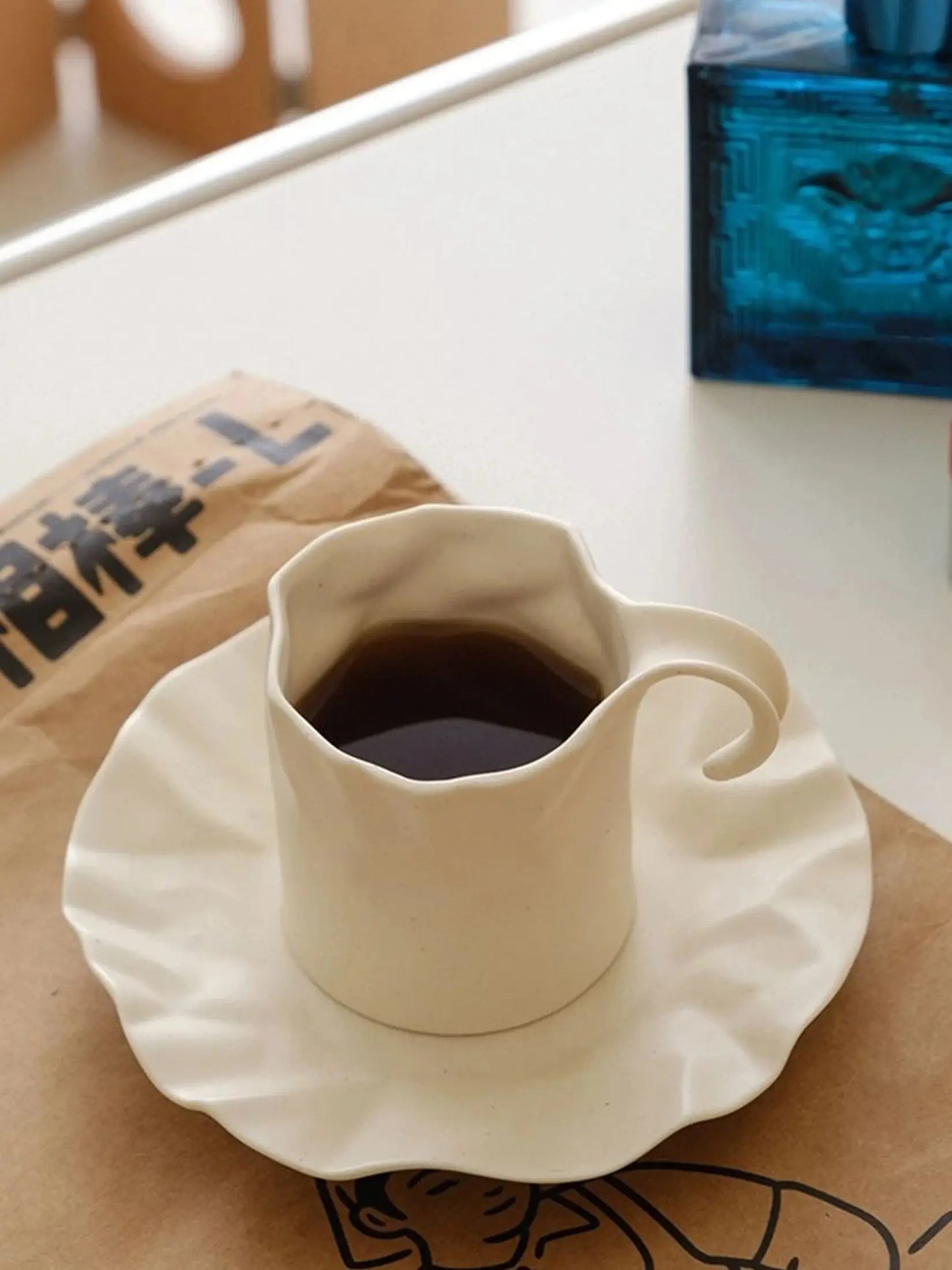 French Cream Crêpe Coffee Cup Set