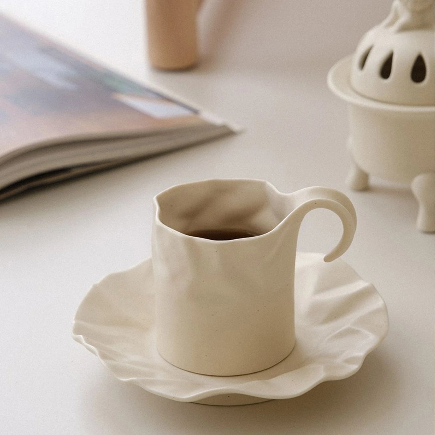 French Cream Crêpe Coffee Cup Set
