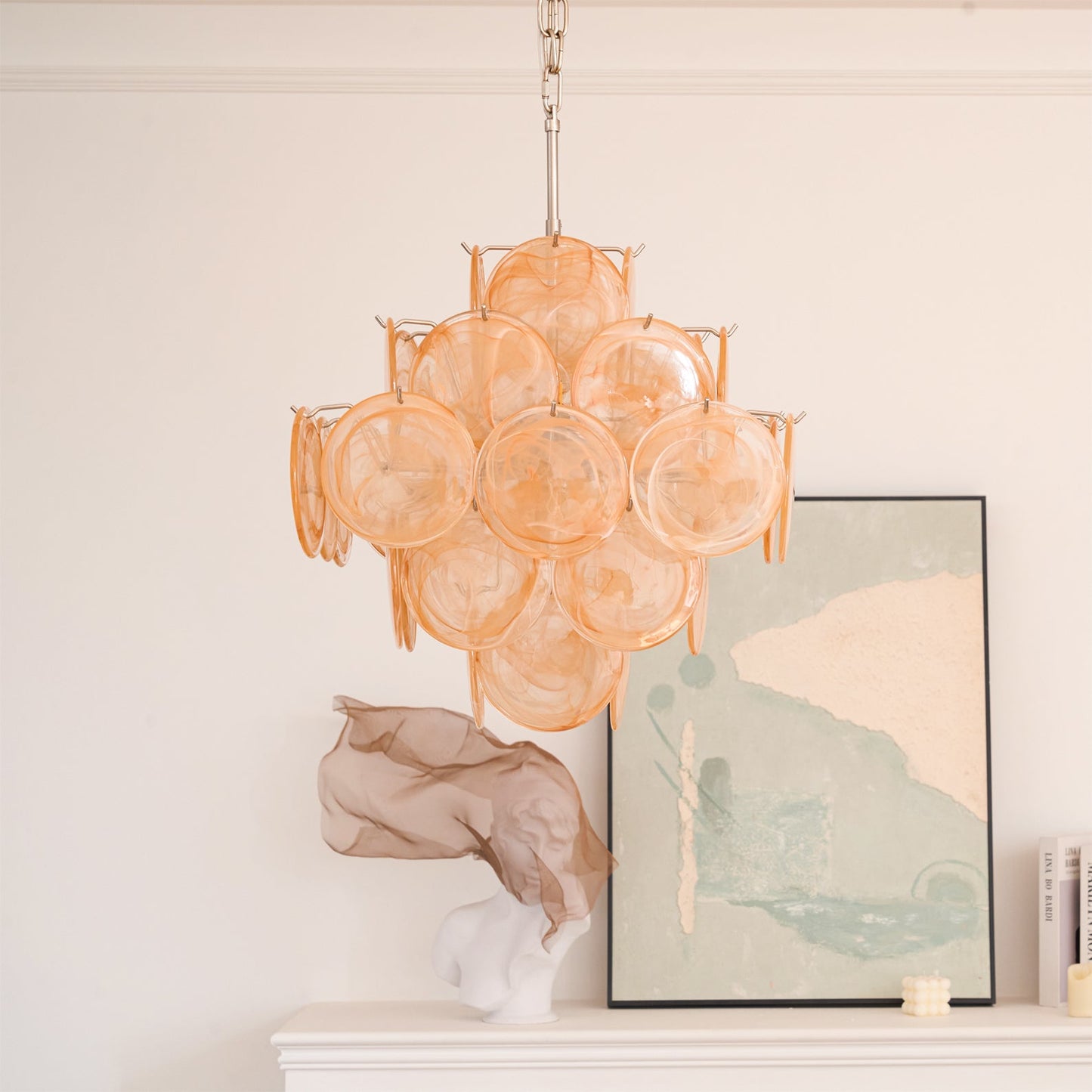 Lyla Yellow Disc Murano Chandelier