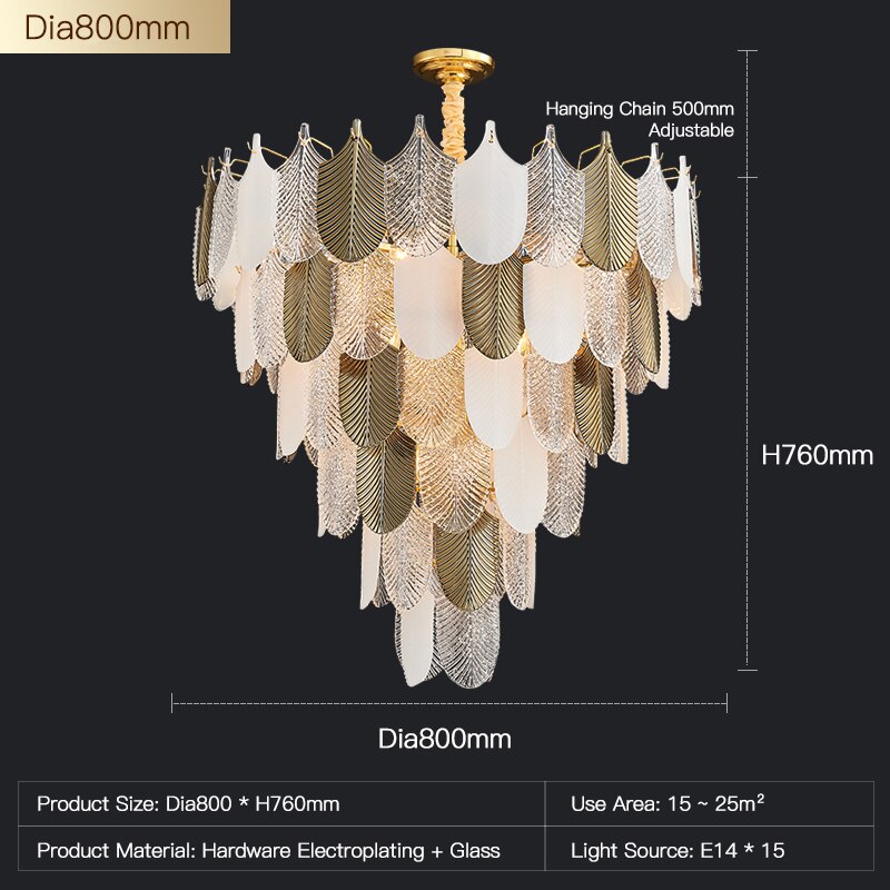 Ingrid Postmodern Golden Feathers Chandelier