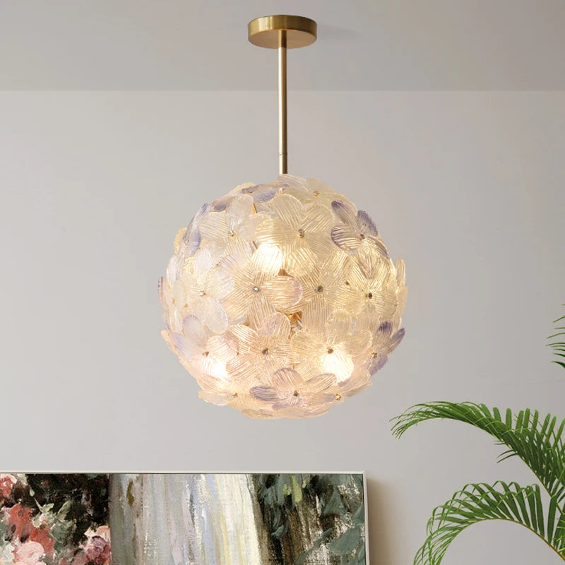 Modern French Romantic Flower Crystal Glass Chandelier