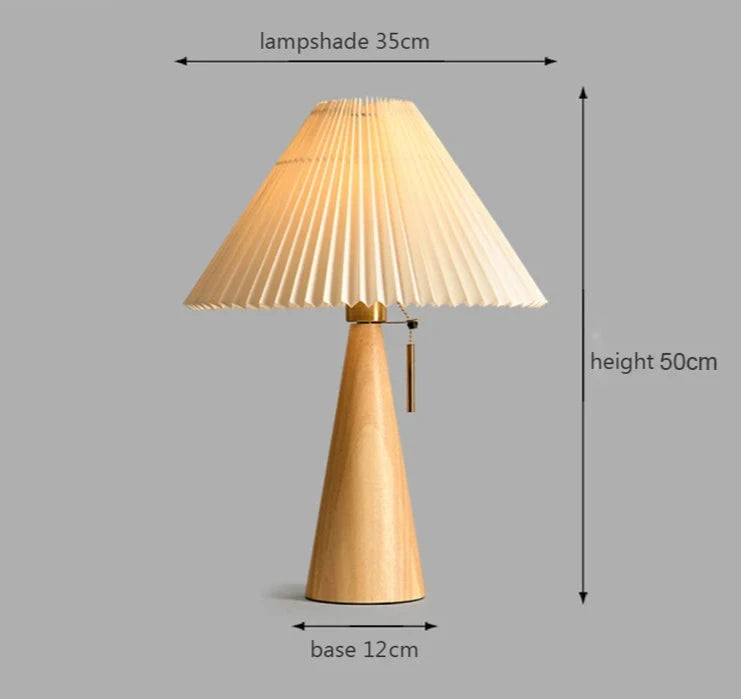 Lorna Solid Wood Vintage Pleated Table Lamp