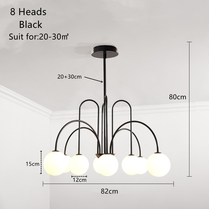 Jisoo Milky Glass Ball Ceiling Chandelier