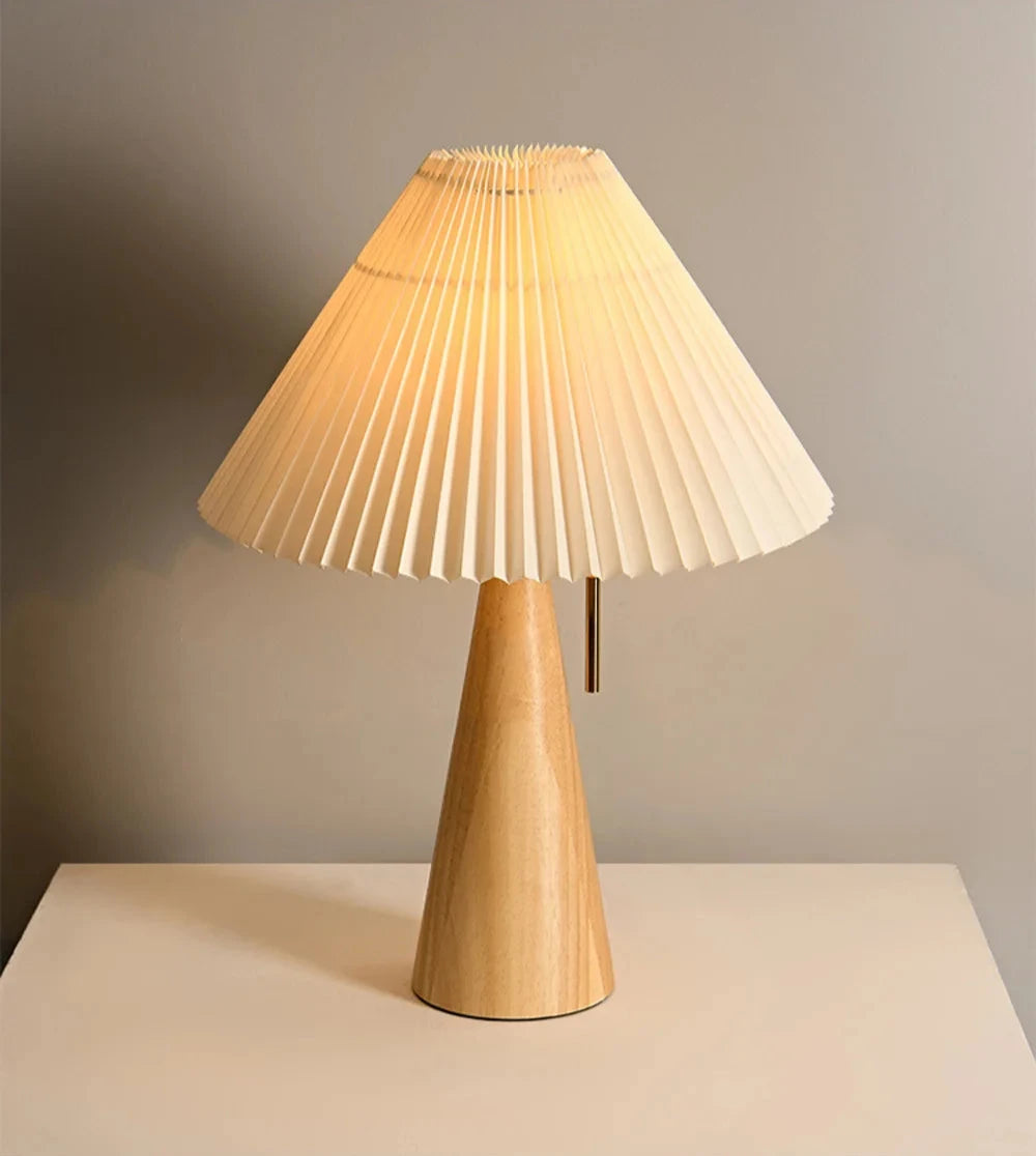 Lorna Solid Wood Vintage Pleated Table Lamp