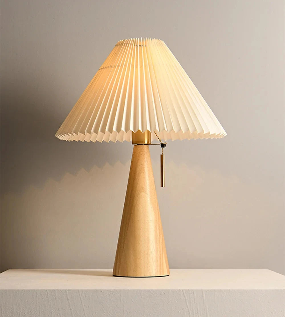 Lorna Solid Wood Vintage Pleated Table Lamp
