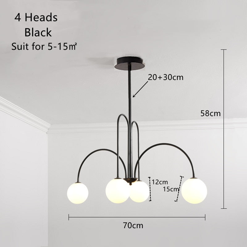 Jisoo Milky Glass Ball Ceiling Chandelier