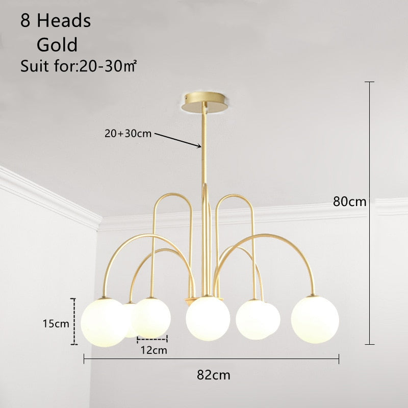 Jisoo Milky Glass Ball Ceiling Chandelier