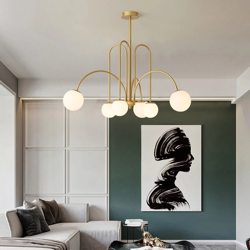 Jisoo Milky Glass Ball Ceiling Chandelier