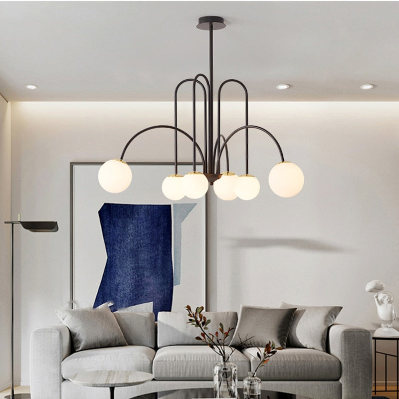 Jisoo Milky Glass Ball Ceiling Chandelier