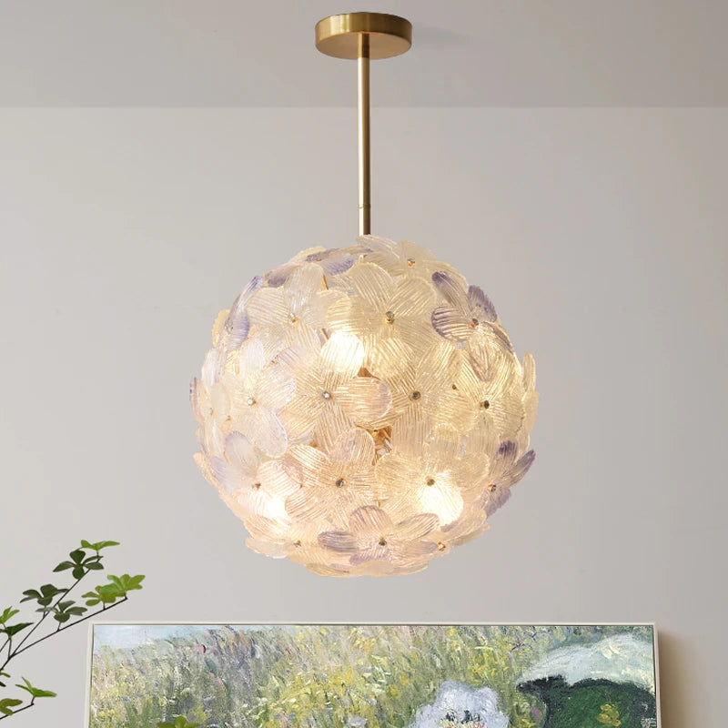 Modern French Romantic Flower Crystal Glass Chandelier