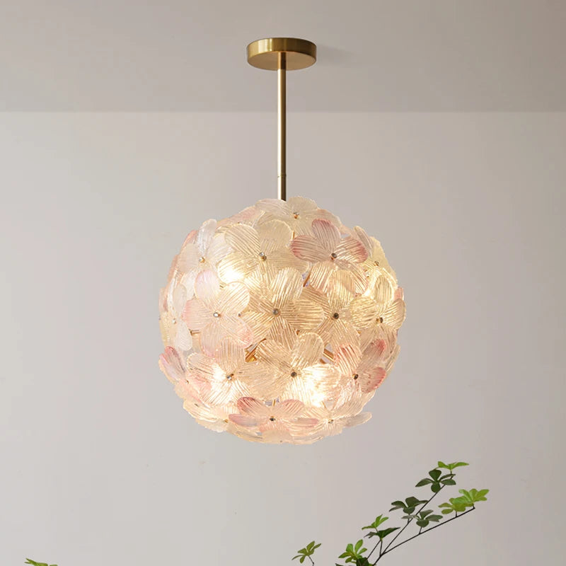 Modern French Romantic Flower Crystal Glass Chandelier