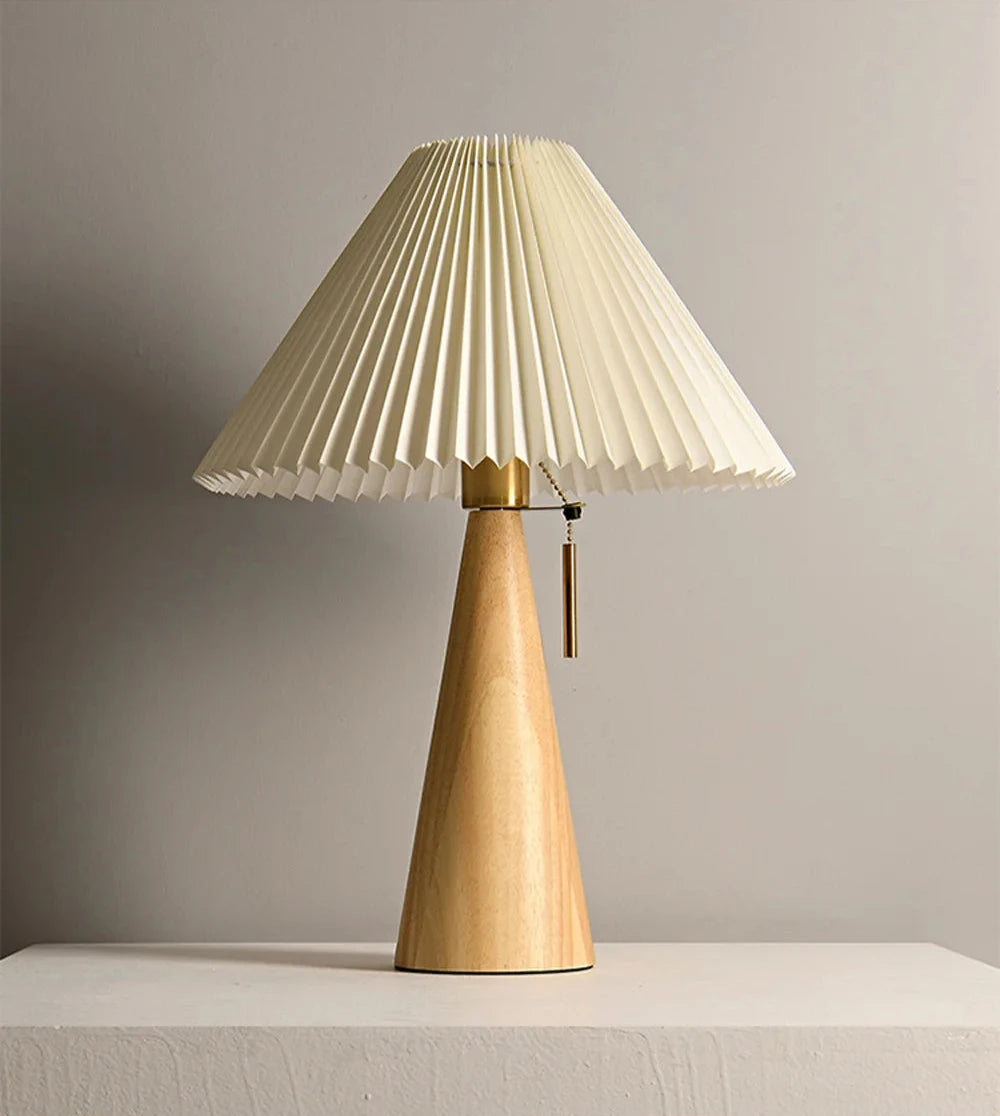 Lorna Solid Wood Vintage Pleated Table Lamp