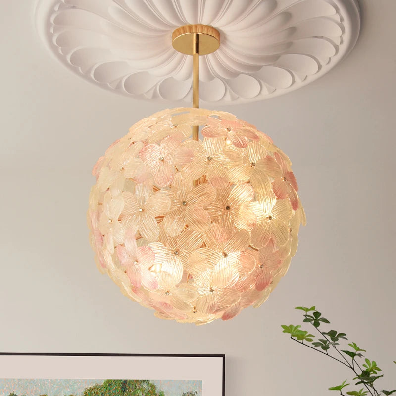 Modern French Romantic Flower Crystal Glass Chandelier