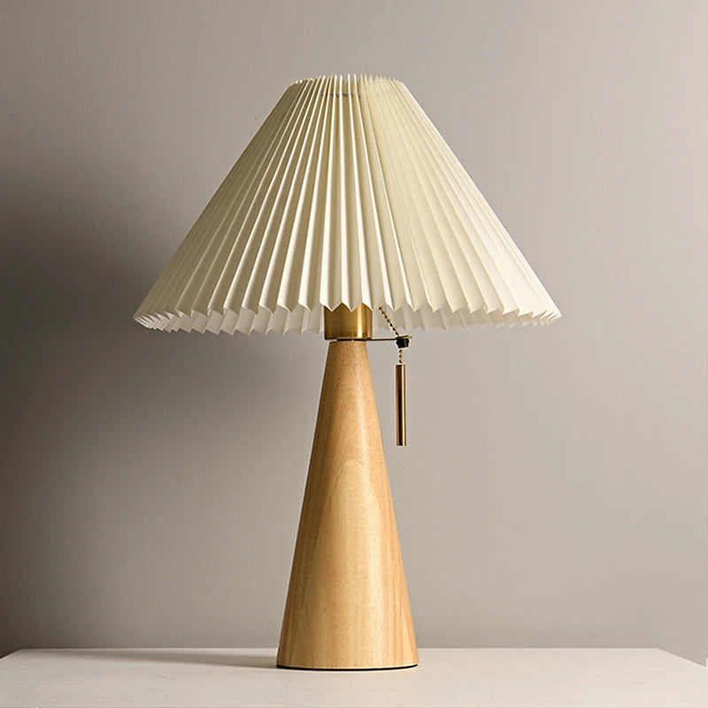 Lorna Solid Wood Vintage Pleated Table Lamp
