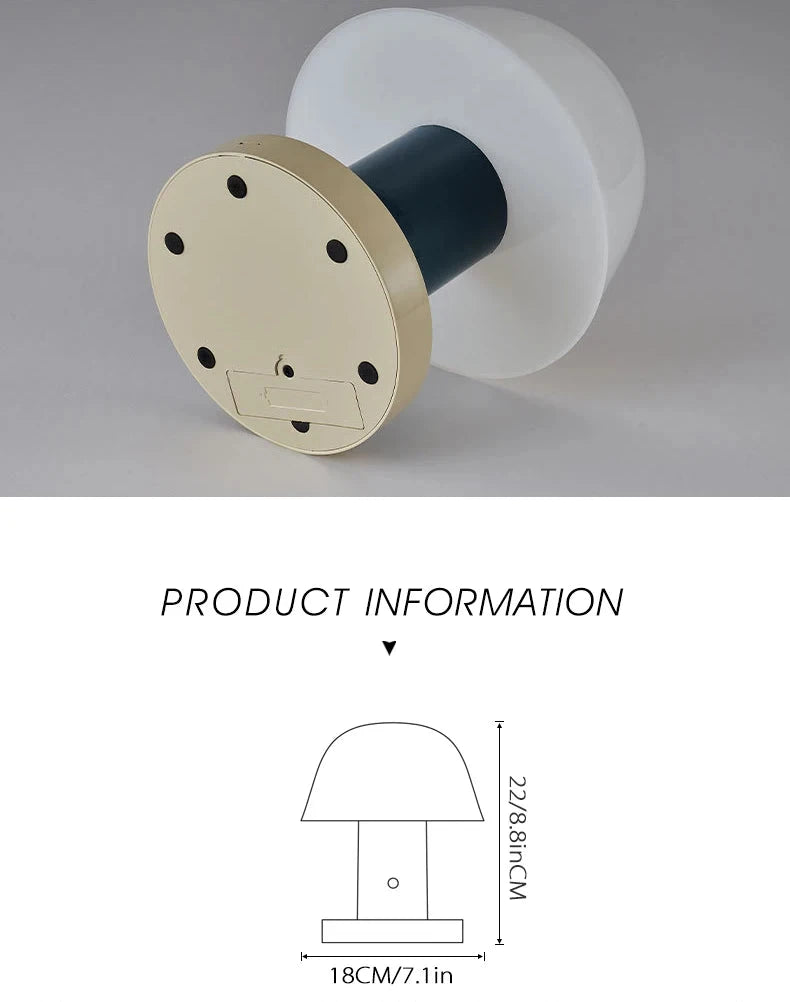 Emmy Cordless Rechargeable Mushroom Table Lamp