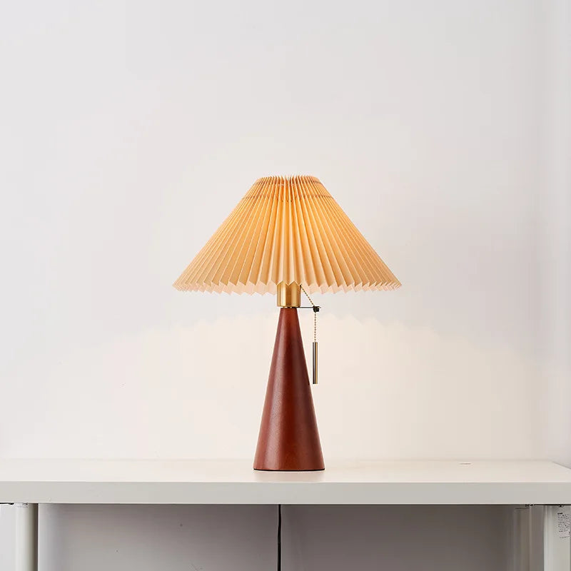 Lorna Solid Wood Vintage Pleated Table Lamp