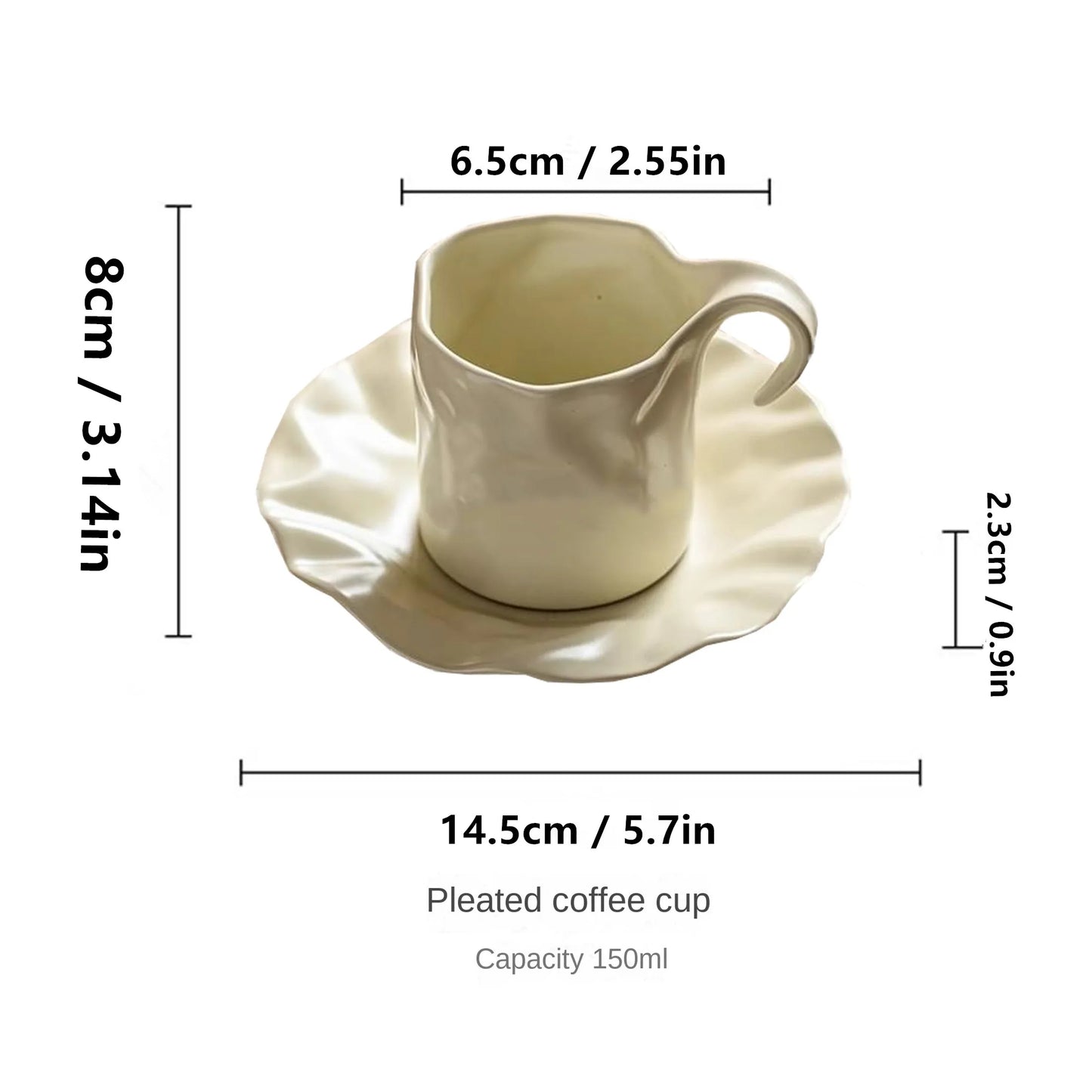 French Cream Crêpe Coffee Cup Set