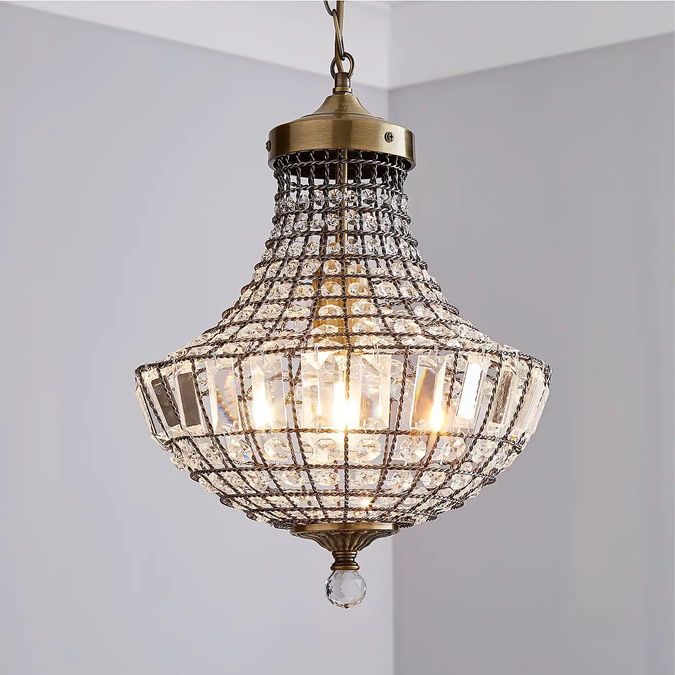 Lori Crystal Antique Brass Chandelier