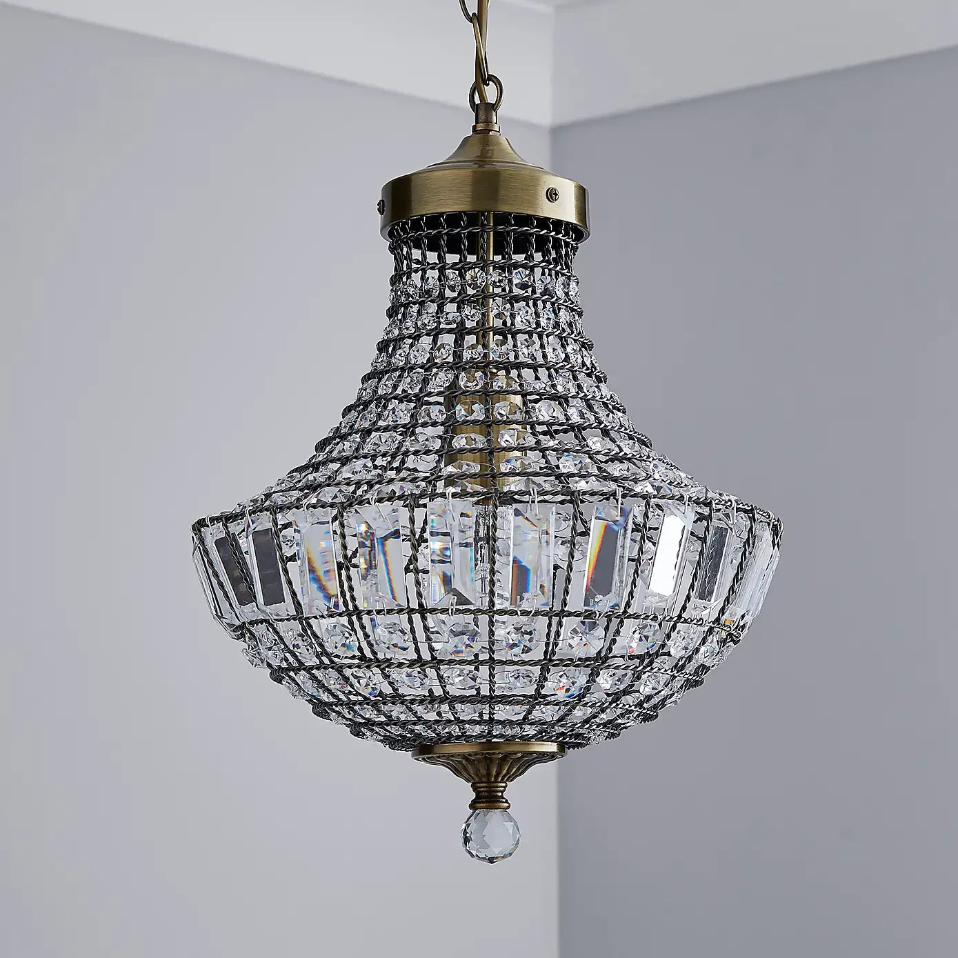 Lori Crystal Antique Brass Chandelier