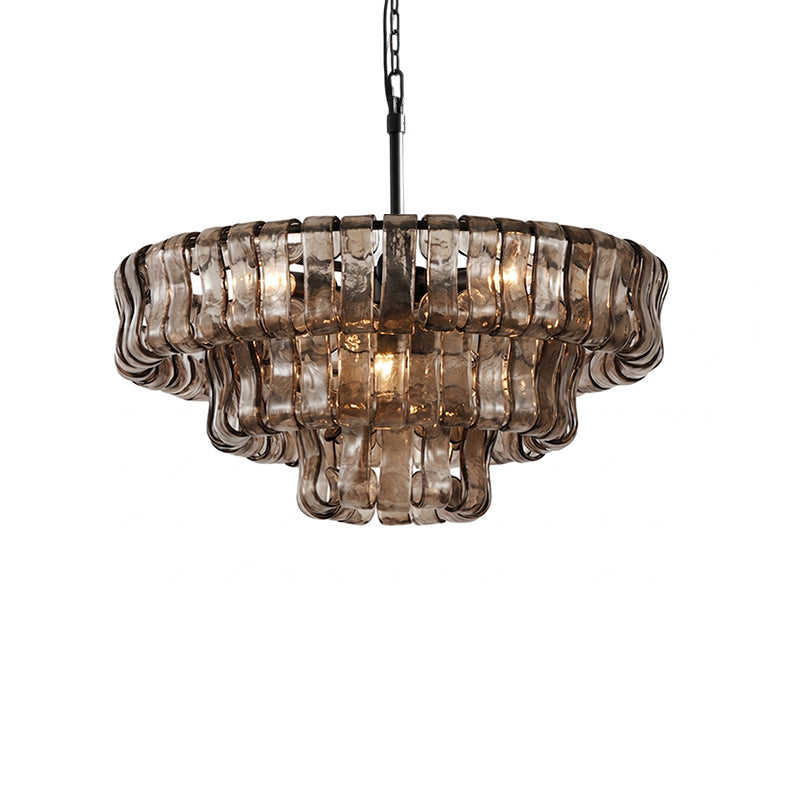 Chandelier with wavy glass design on a white background