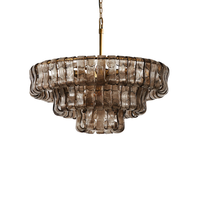 Chandelier with wavy glass design on a white background