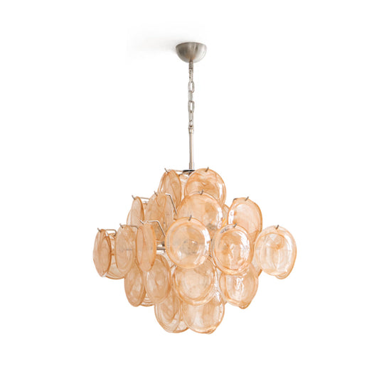 Chandelier with glass shades on a white background