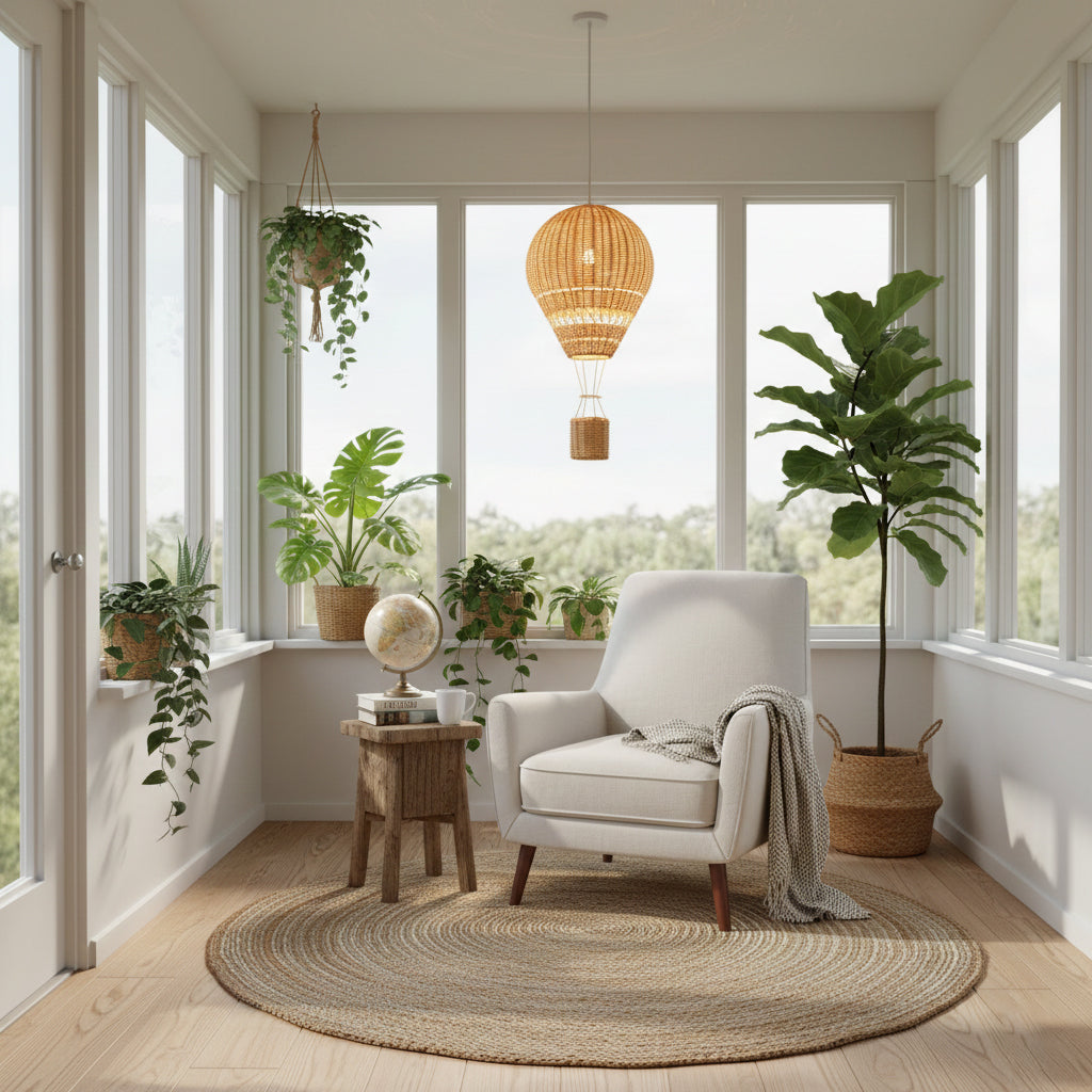 Hot Air Balloon Rattan Pendant Light