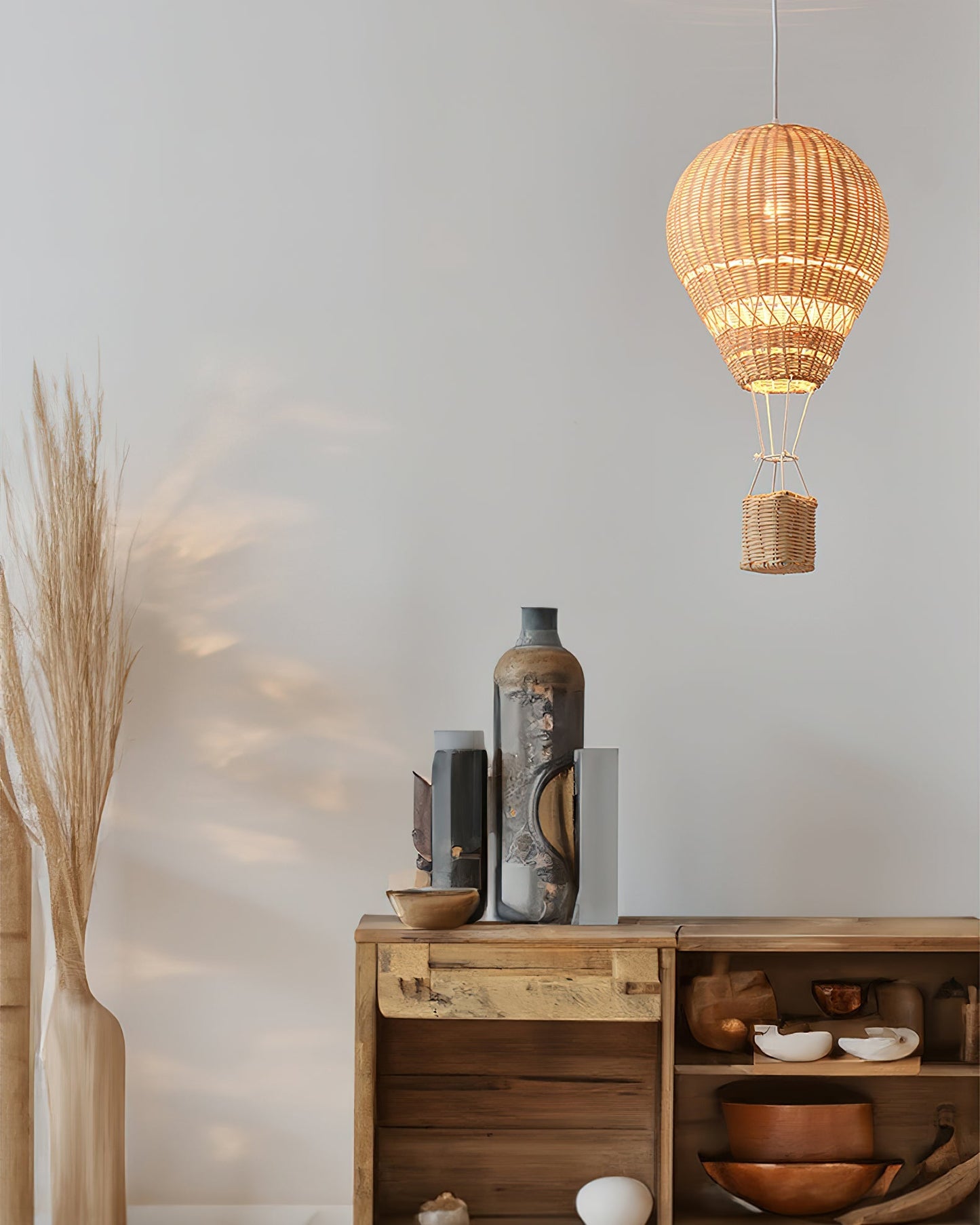 Hot Air Balloon Rattan Pendant Light