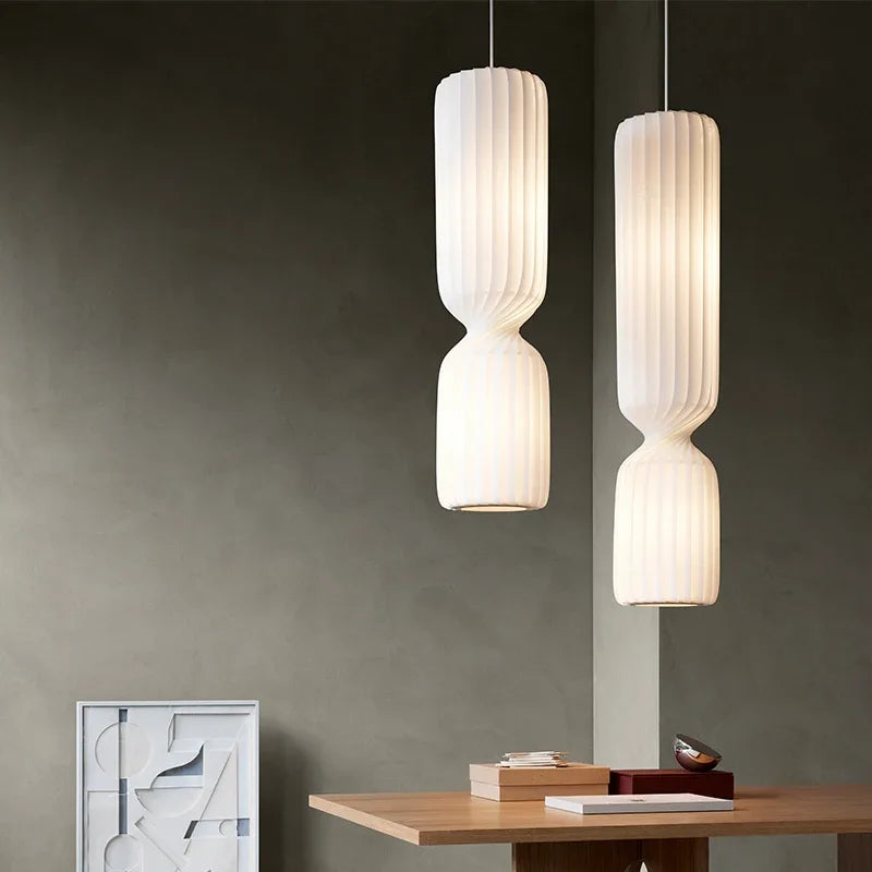 Danish Designer Cylindrical Shape Silk Pendant Lamp