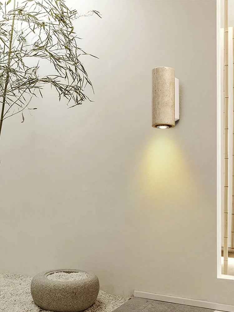 Accra Travertine Stone Wall Sconce