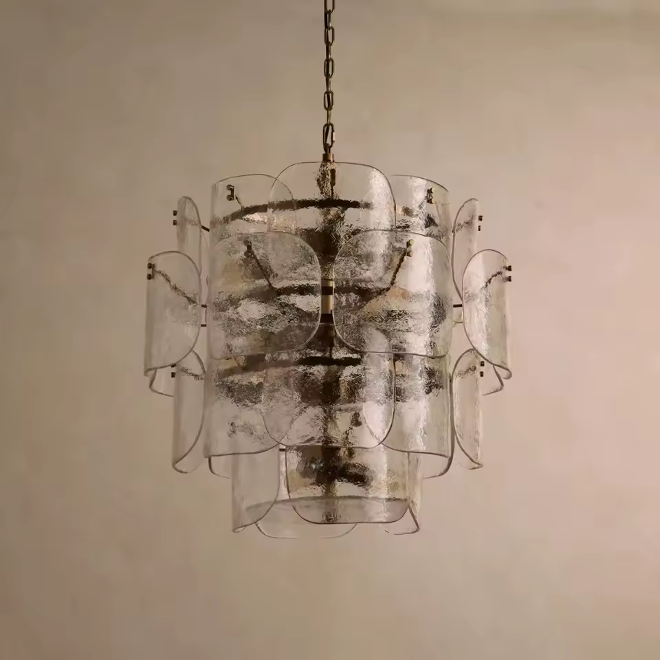 Maya Glass Chandelier - Clear, lights off