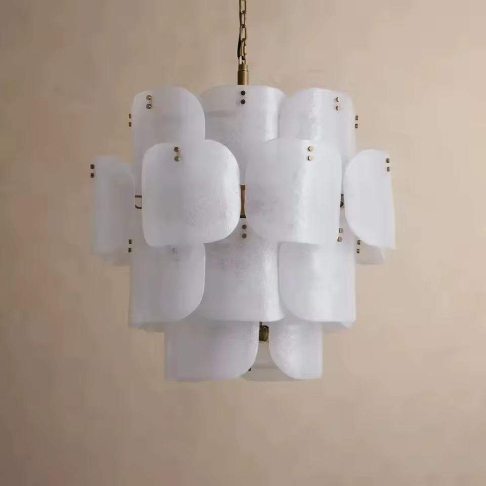 Maya Glass Chandelier - White, lights off