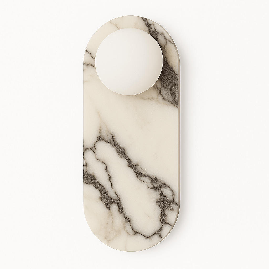 Marble-patterned door knocker on a white background