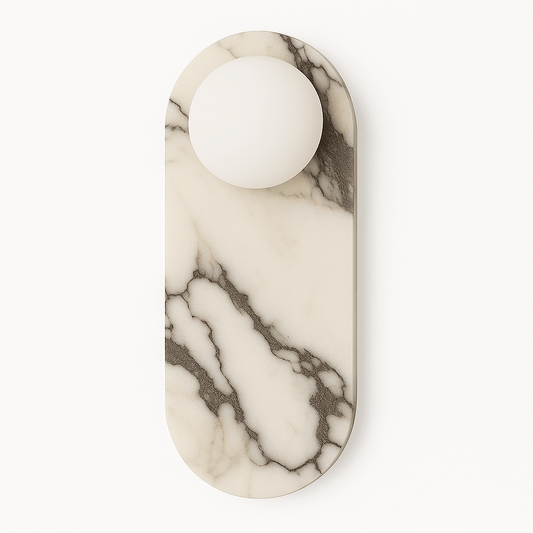 Marble-patterned door knocker on a white background